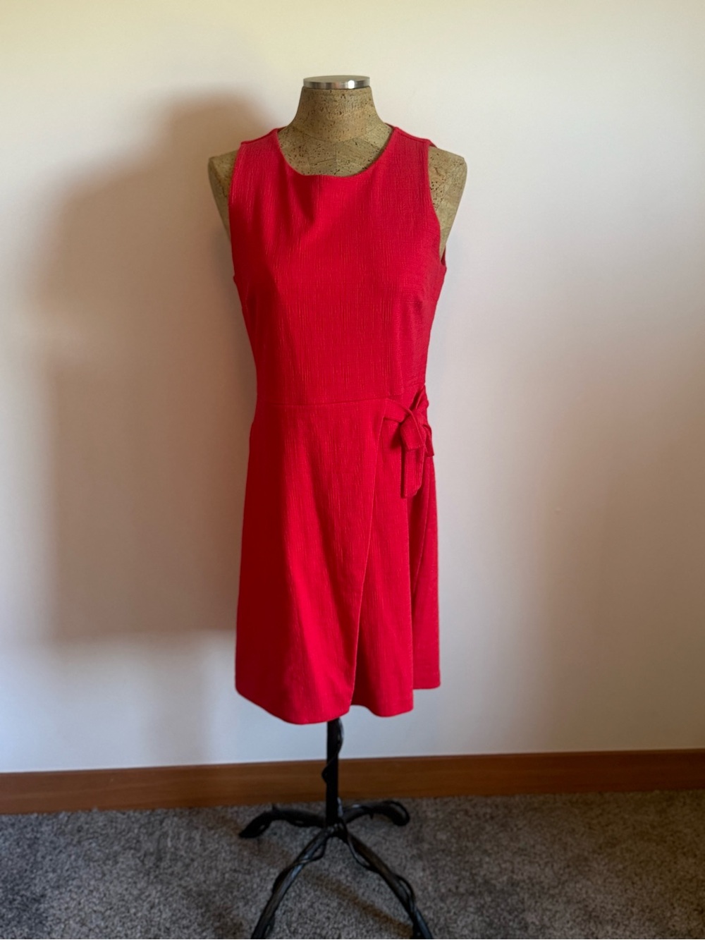LOFT Red Sleeveless A-Line Mini Dress with Side Tie